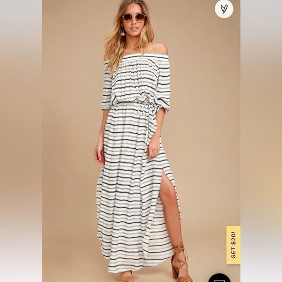Faithfull the Brand Rae Black and White Off The Shoulder Dress.Size 2 - Picture 1 of 16